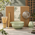 Zen Life 5-Piece Matcha Tea Ritual Set – Ceramic Bowl, Bamboo Whisk, Scoop, Sifter & Whisk Holder —