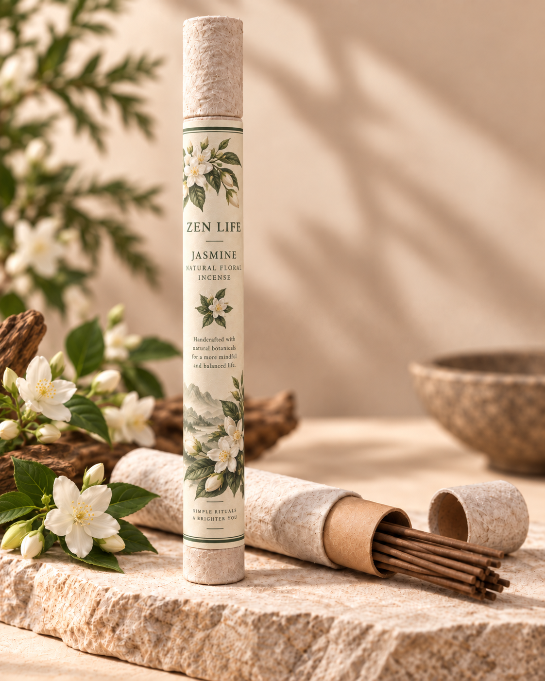 Zen Life Jasmine Botanical Incense Sticks – Natural Floral Incense —