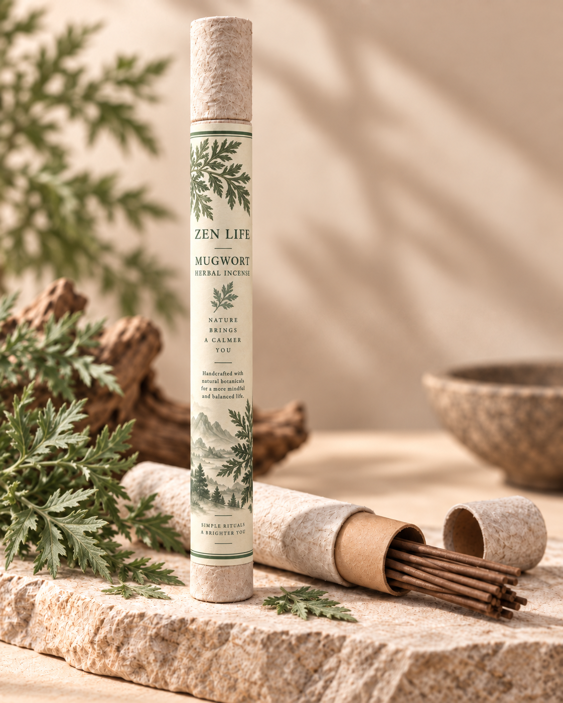 Zen Life Mugwort Herbal Incense Sticks – Traditional Botanical Incense — Inspired by the long tradition of using mugwort in…