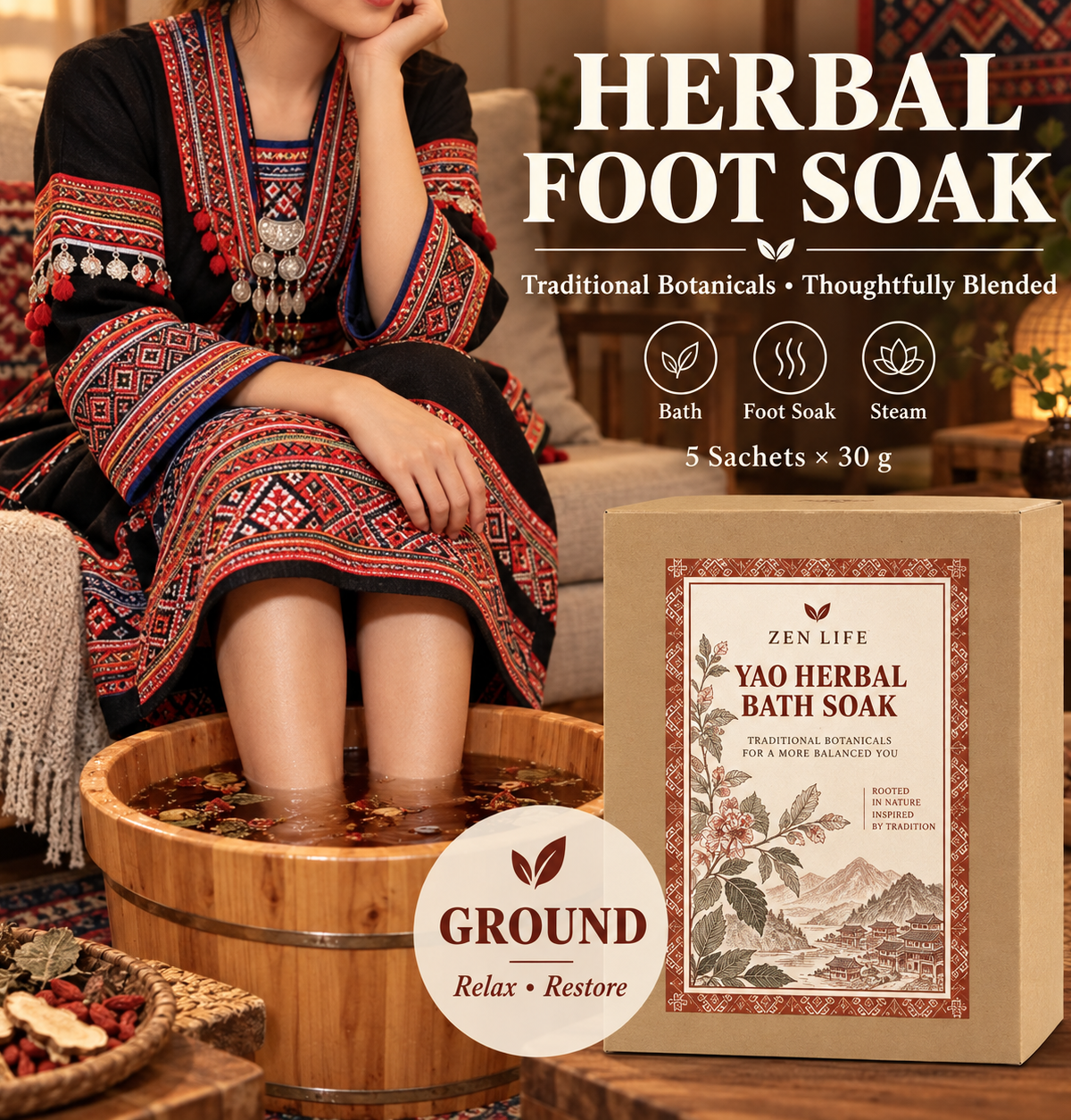 Zen Life Yao Herbal Bath Soak – Southern China Botanical Bath Ritual & Herbal Foot Soak —